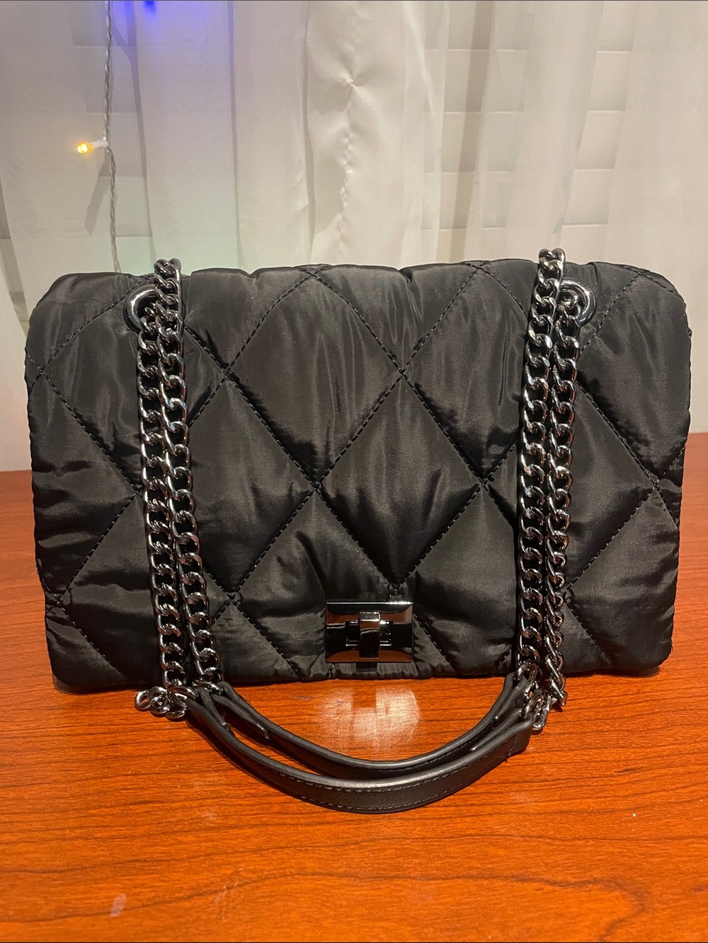 INC EUC Quilted Chain-Handle Shoulder Bag - Black - Picture 2 of 13